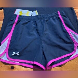 Under Armour Women's Navy and Pink Athletic Shorts